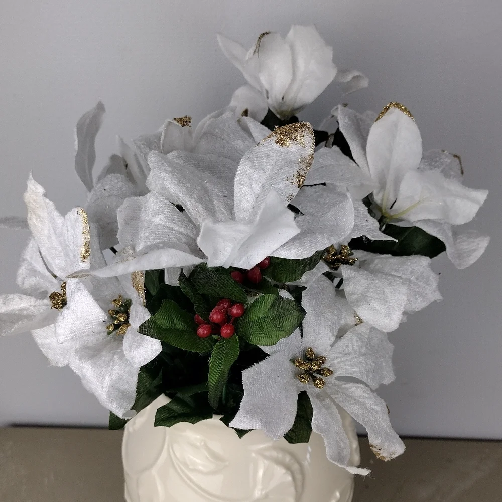 Elegant White and Gold Wintry Floral Arrangement
